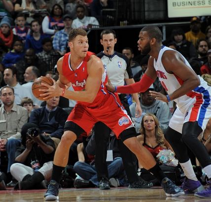 Blake Griffin and the Clippers outscored Greg Monroe and the Pistons in a 112-103 shootout Monday at the Palace of Auburn Hills (Photo Courtesy of Allen Einstein/Detroit Pistons)