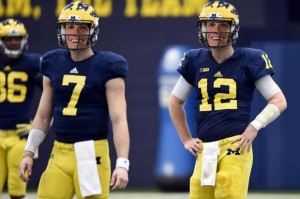 Shane Harbaugh and Jake Harbaugh take the field