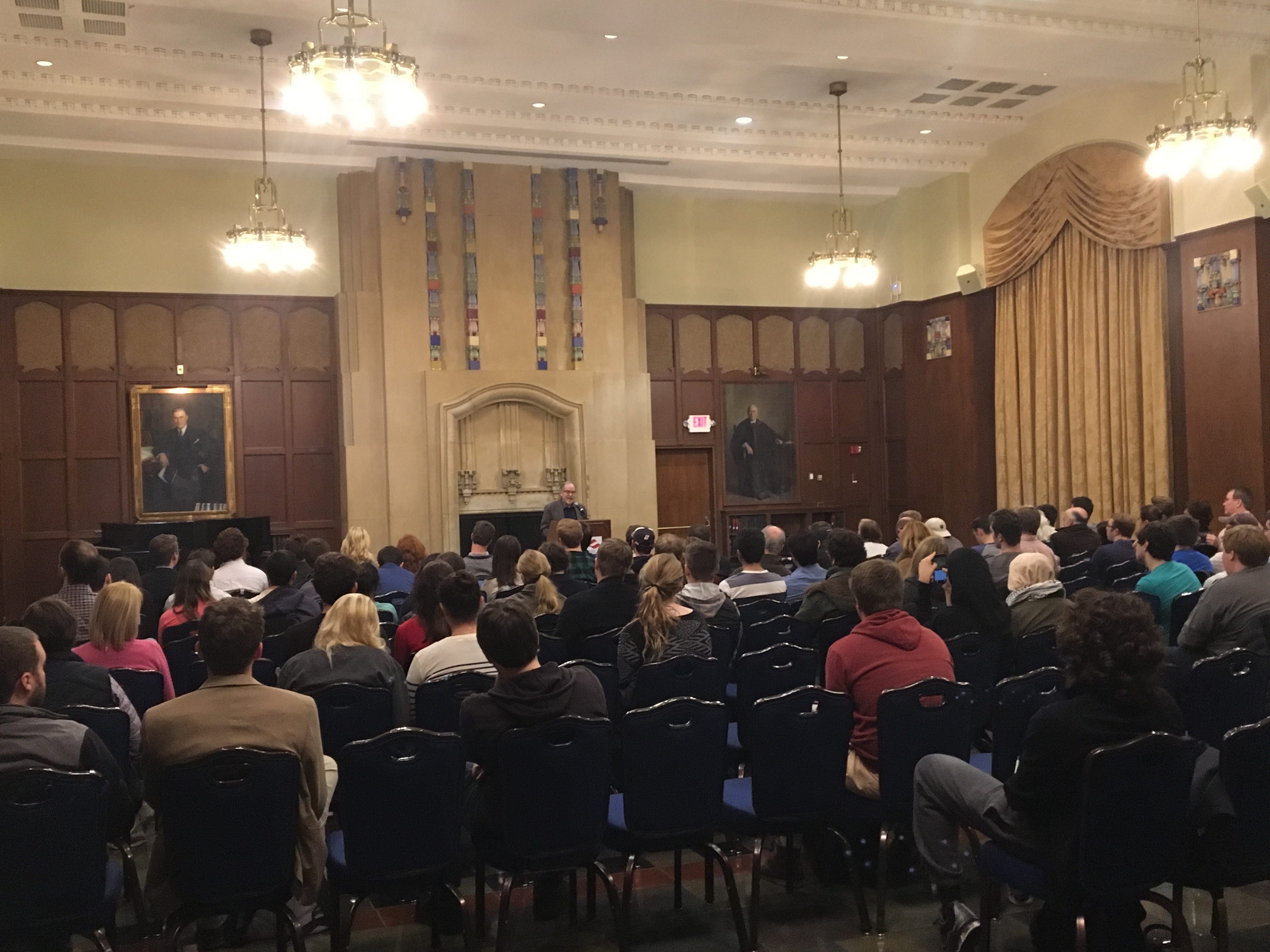 David Horowitz speaking to students and community members at U of M.